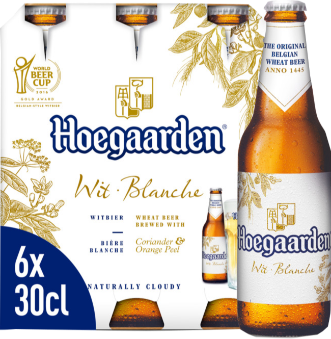 Hoegaarden witbier sixpack met flesjes van 30cl Hoegaarden witbier sixpack met flesjes van 30cl